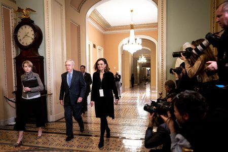 Senator Mitch McConnell at the Capitol on Friday.Credit…Erin Schaff/The New York Times