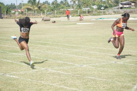South American U-23 Games hopeful, Tonya Rawlins won the Girls 20+ 300m yesterday ahead of Cassie Small in a photo finish.(Emmerson Campbell photo)