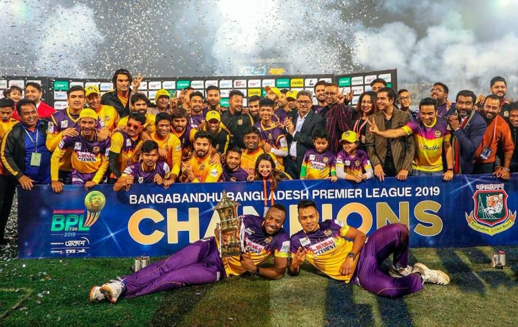 BASKING IN THE GLOW OF VICTORY! Andre Russell, lying left, almost singlehandedly propelled Rajshahi Royals to the Bangladesh Premier League title striking  27 not out and snatching two key wickets.
