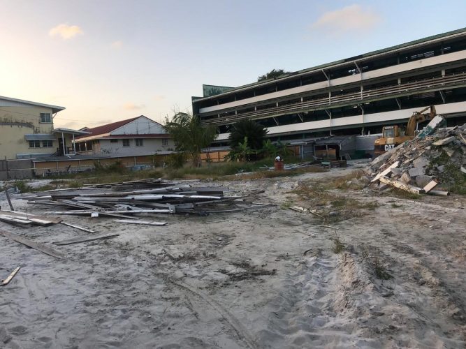 The construction site, where the school was once located (Stabroek News file photo) 