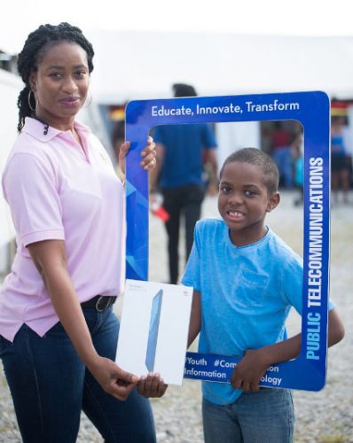 One of the students receiving a tablet (DPI photo)
