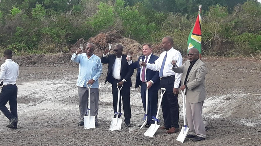 From left are Minister of Finance Winston Jordan, NICIL acting CEO Colvin Heath-London and members of the CMEI investment team. 