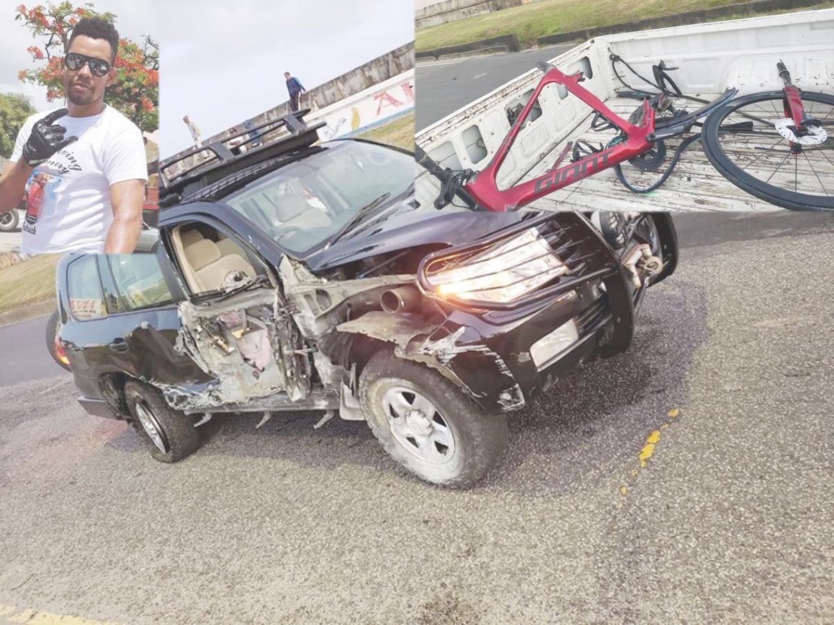 The vehicle which Gary Best was driving when he struck Jude Bentley early yesterday morning. Inset is Bentley’s mangled bicycle 