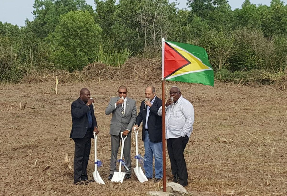 At the sod turning: from left are Head of NICIL Colvin Heath-London, Minister of Business Haimraj Rajkumar, John Aboud and Clinton Williams.