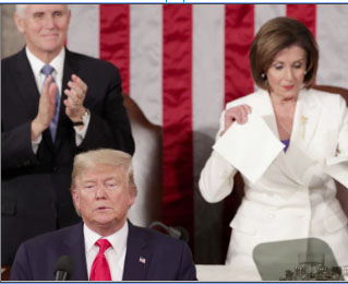 Speaker of the House Nancy Pelosi (D-CA) rips up the speech of U.S. President Donald Trump after his State of the Union address to a joint session of the U.S. Congress in the House Chamber of the U.S. Capitol in Washington, U.S. February 4, 2020. REUTERS/Jonathan Ernst