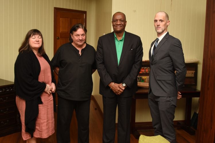 From left are Anne Marlborough, Legal Analyst;  Carlos Valenzuela, Field Office Director, International Election Observation Mission; Director General of the Ministry of the Presidency,  Joseph Harmon and  Nicholas Jahr, Deputy Field Office Director of the Carter Center. (Ministry of the Presidency photo)
