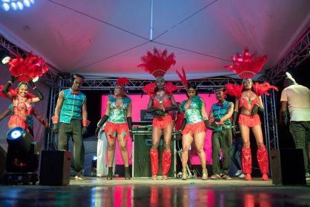 Olympia Small-Sonaram’s “Lights, Camera, Action” costumes being showcased on Digicel Models during the Band Launch