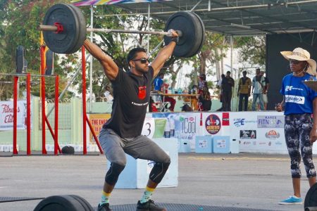 Dillon Mahadeo was in a league of his own last year, dominating the five non-human and 19 human obstacles on his way to another ‘Guyana’s Fittest Man’ trophy. (Emmerson Campbell photo) 