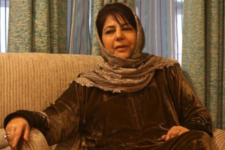 Former Jammu and Kashmir Chief Minister Mehbooba Mufti speaks during an interview with Reuters at her residence in Srinagar March 8, 2019. REUTERS/Danish Ismail