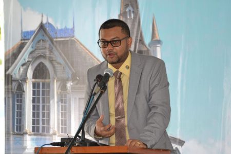 Mayor Ubraj Narine speaking at the launch (Department of Public Information photo)
