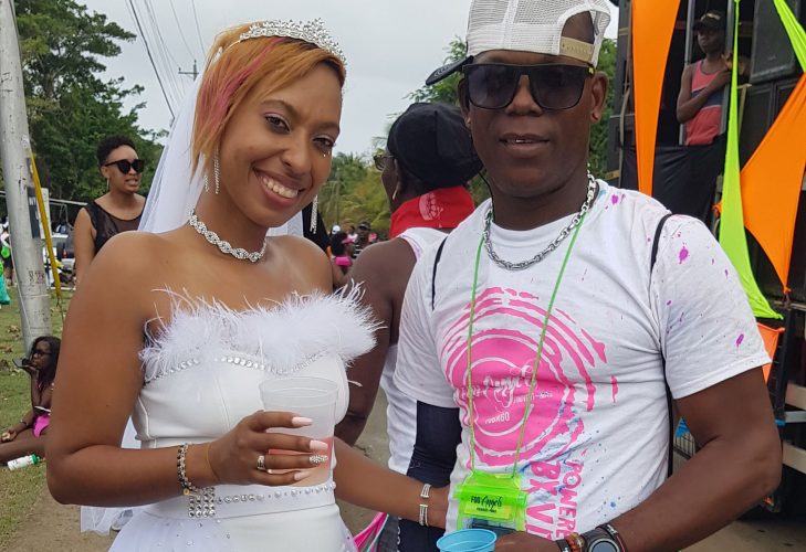 Fog Angels bandleaders Telle Cruz and Keri Beri who got married during J’Ouvert celebrations in Tobago.