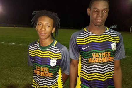 Winners Connection goal scorer from left to right-Jaffon Figueira and Akeem Crandon