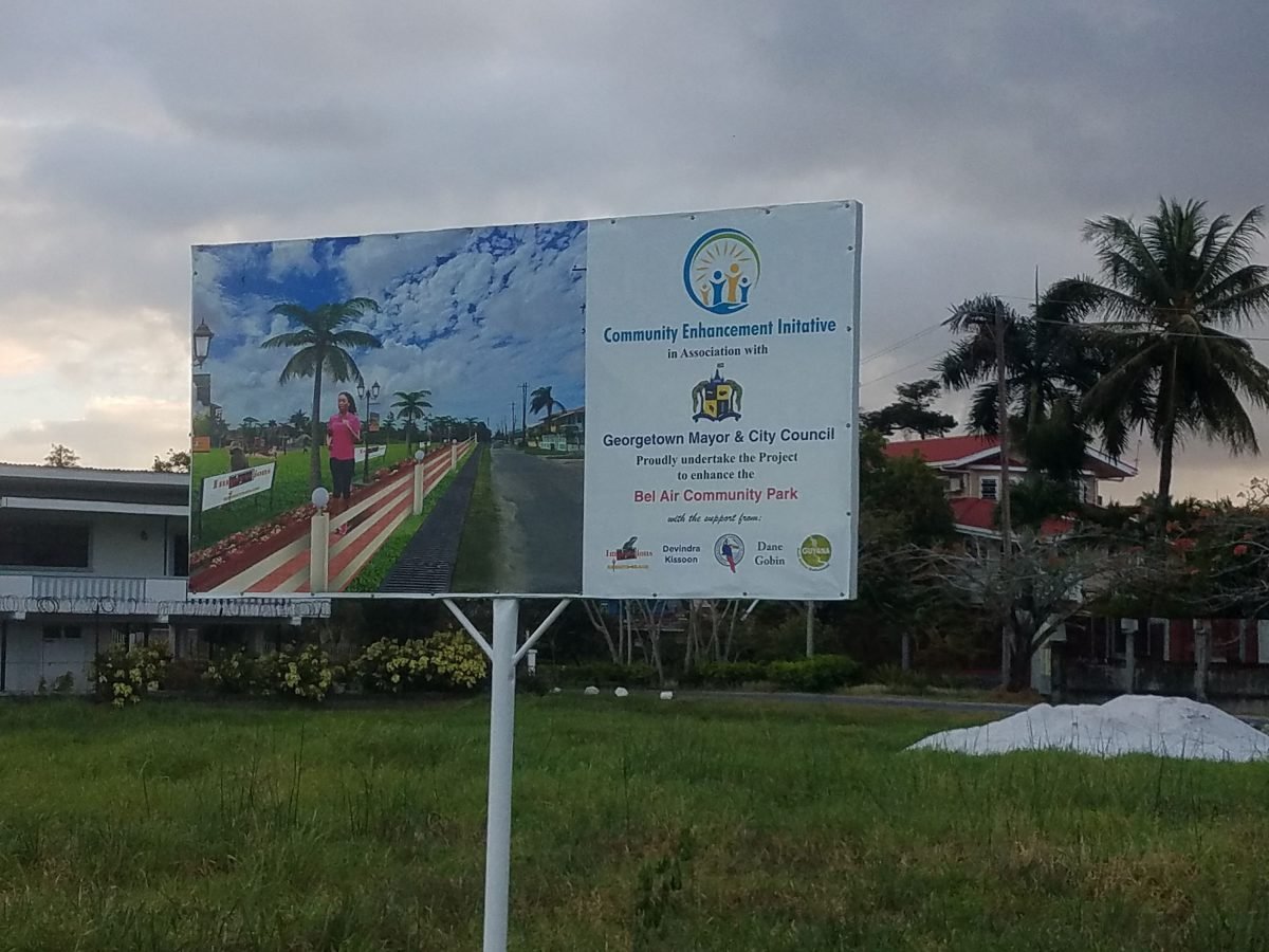 The sign that was erected at the community play ground in Bel Air Park.