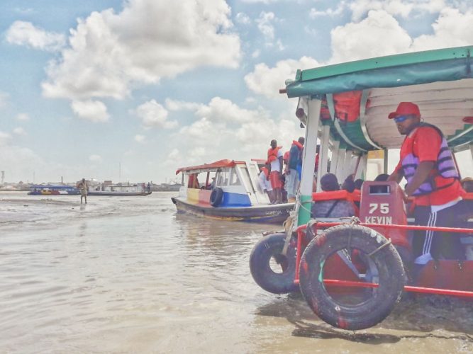 Several of the speedboats that were stuck 