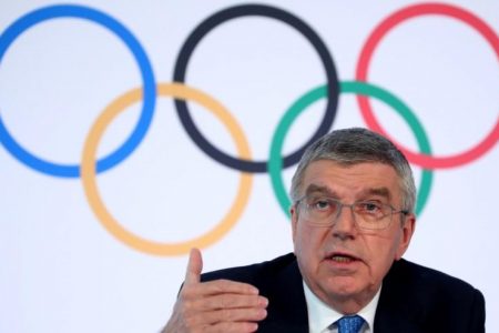 Thomas Bach, President of the International Olympic Committee (IOC) attends a news conference after an Executive Board meeting in Lausanne, Switzerland, March 4, 2020. REUTERS/Denis Balibouse/File Photo
