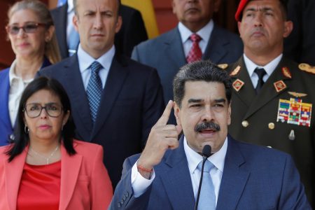 Venezuela’s President Nicolas Maduro speaks during a news conference at Miraflores Palace in Caracas, Venezuela, March 12, 2020. REUTERS/Manaure Quintero