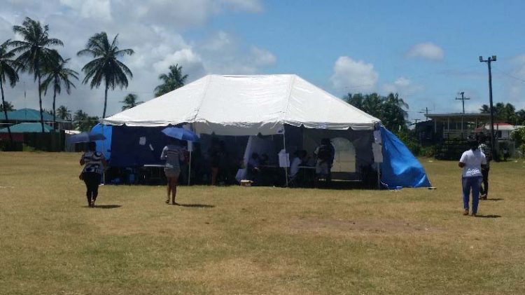One of the Tents erected for voting at the Paradise Playfield on the East Coast of Demerara