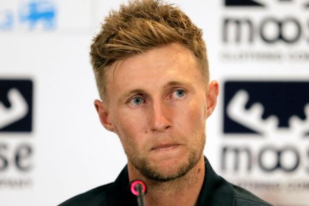  FILE PHOTO: England cricket captain Joe Root looks on during a news conference ahead of the two test cricket matches against Sri Lanka for the ICC World Test Championship in Colombo, Sri Lanka March 11, 2020. REUTERS/Dinuka Liyanawatte