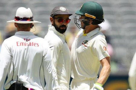 Tim Paine and Virat Kohli came face to face during the Perth test.