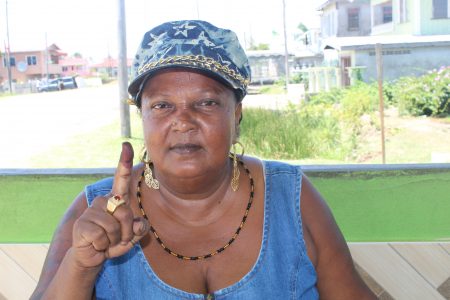 Urline Jaundoo who had relocated to Region 5, travelled all the way to Region Six today to vote. (Bebi Oosman photo)