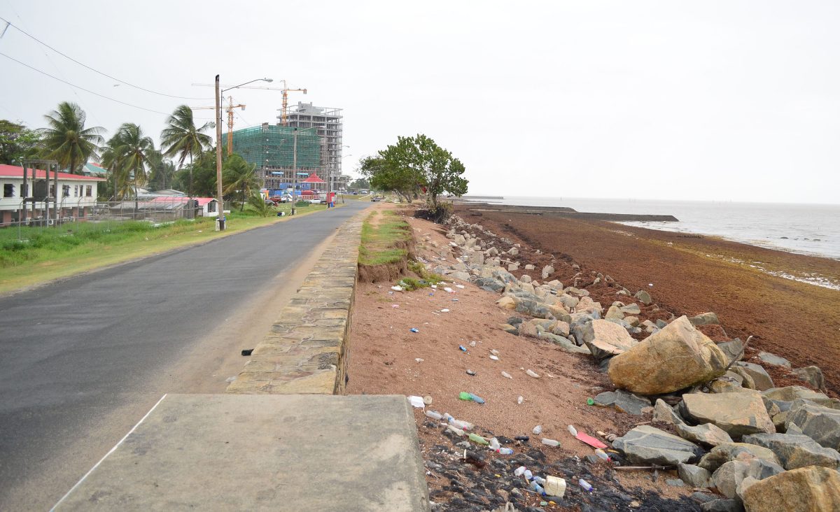 The seawall near the Pegasus Hotel was empty whereas on Easter Monday it is usually packed to capacity.  (Photo by Orlando Charles) 