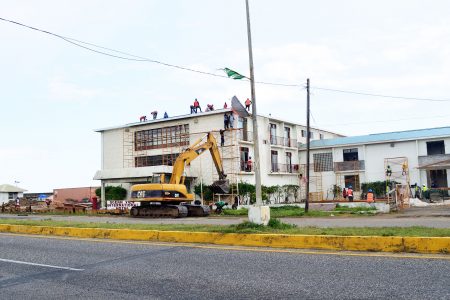 Works continued yesterday to transform the Ocean View Hotel into a COVID-19 hospital.