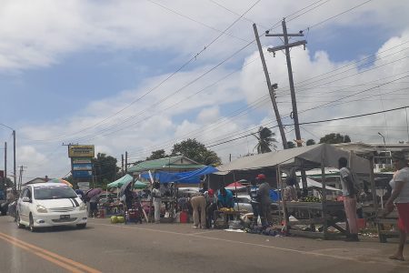 Vending outside of Port Mourant Market yesterday