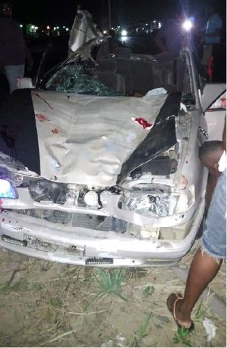 The vehicle PJJ 675 which collided with a cow on the East Coast Public Road last evening