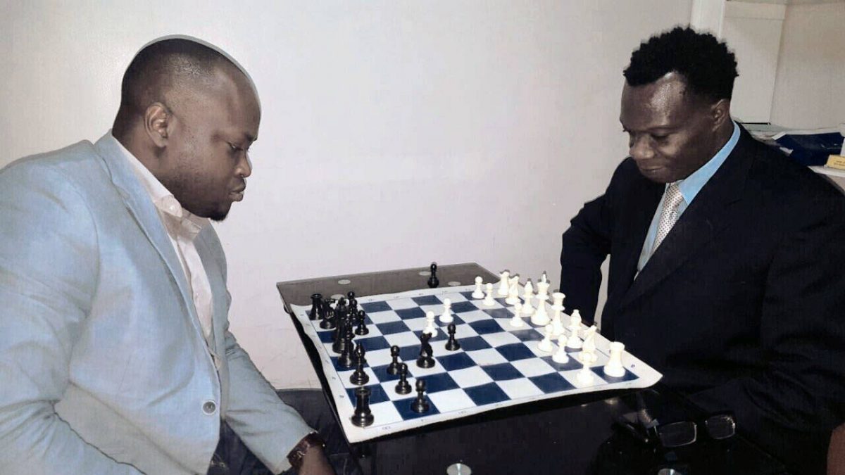 Frankie Farley, right defeated James Bond for the post of Guyana Chess Federation president.
