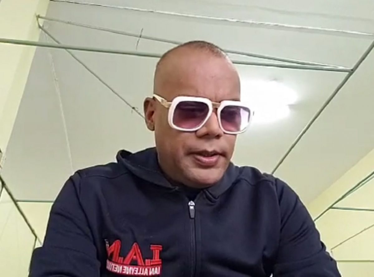 Crime Watch host Ian Alleyne during a live Facebook broadcast from the Caura Hospital moments after he was temporarily discharged on Tuesday.