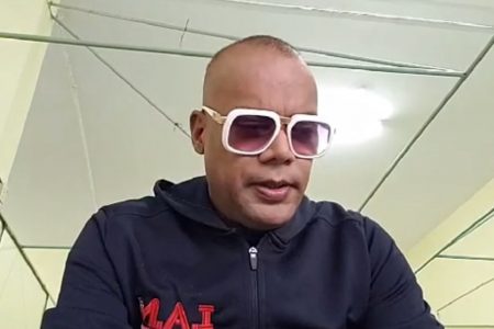 Crime Watch host Ian Alleyne during a live Facebook broadcast from the Caura Hospital moments after he was temporarily discharged on Tuesday.