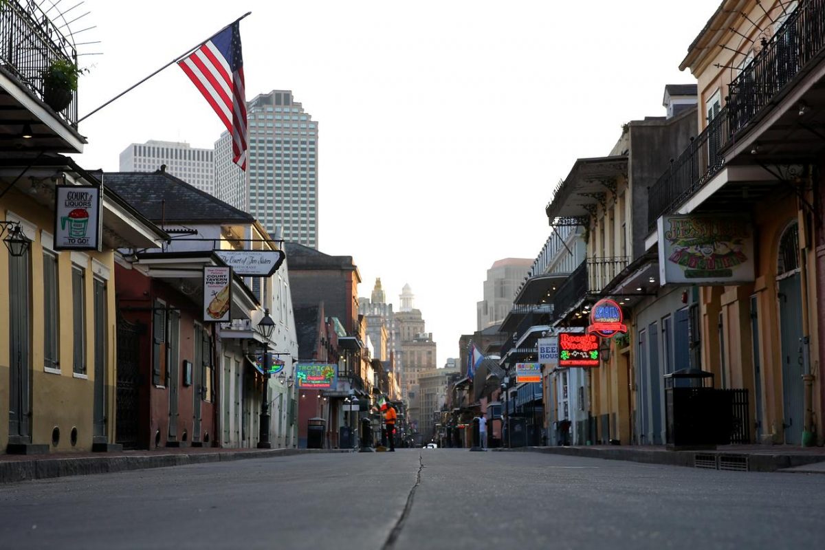 FILE PHOTO: A view of Bourbon Street amid the outbreak of the coronavirus disease (COVID-19), in New Orleans, Louisiana, U.S. March 25, 2020. REUTERS/Jonathan Bachman/File Photo