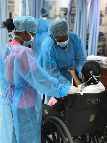 Nurses well protected as they treat a patient at the Georgetown Public Hospital (GPHC) (GPHC photo)