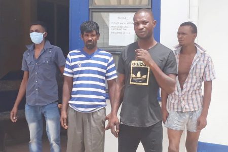 Some of those arrested in Berbice for breaching the curfew

