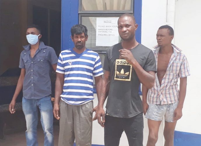 Some of those arrested in Berbice for breaching the curfew
