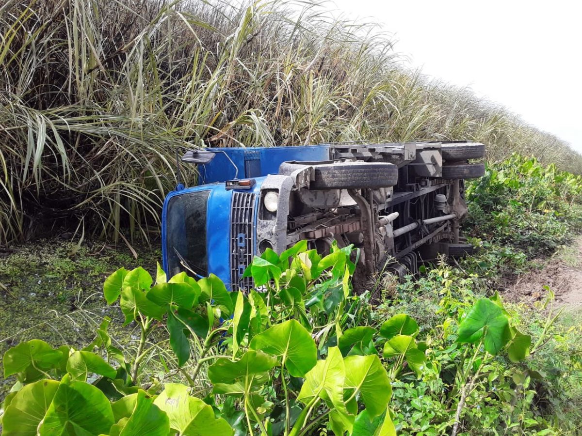 The toppled truck