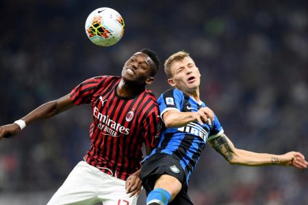September 21, 2019 AC Milan’s Rafael Leao in action with Inter Milan’s Nicolo Barella REUTERS/Daniele Mascolo
