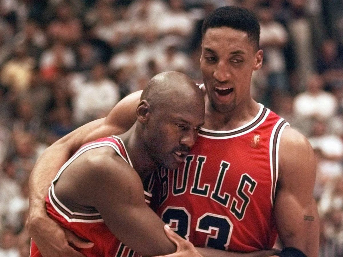 Scottie Pippen and Michael Jordan  during their Chicago Bulls era.

