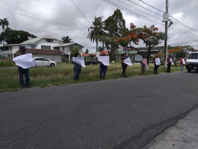 Supporters and members of the PPP/C during the protest outside the Ministry of Foreign Affairs office at South Road, Georgetown on Saturday morning. (Photos taken from PPP/C Facebook page)
