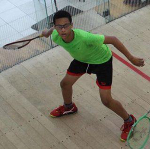 Nicholas Verwey in action on the squash court.
