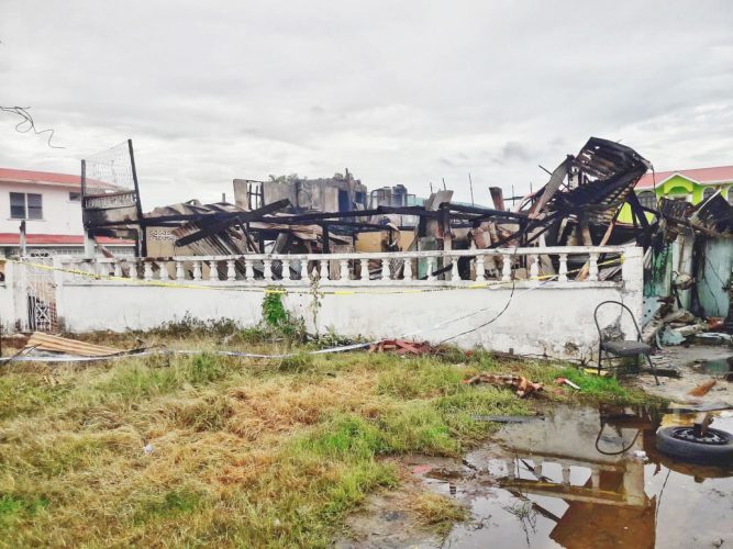 The remains of the apartment complex