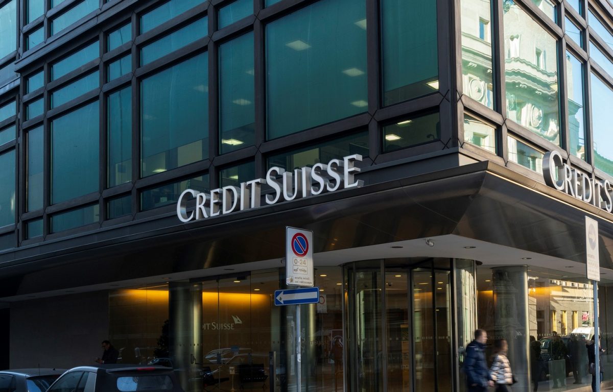 Milan, Italy. January 2, 2019. The headquarters of the Credit Suisse branch in Milan, Italy...