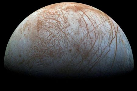 A view of Jupiter’s moon Europa created from images taken by NASA’s Galileo spacecraft in the late 1990’s, according to NASA, obtained by Reuters May 14, 2018. (NASA/JPL-Caltech/SETI Institute handout via REUTERS)
