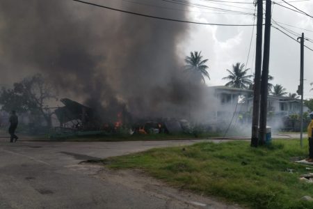 The bodyshop at Lusignan which was destroyed by fire