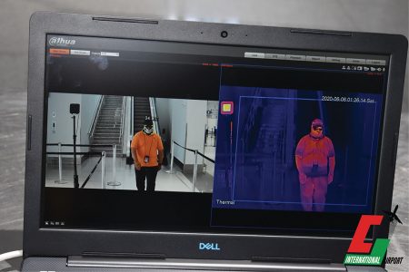 The use of thermal imaging to measure body surface temperature in real time and check for fevers is one of the measures being adopted for use by the Cheddi Jagan International Airport (CJIA) as it adjusts its operations to prevent the spread of COVID-19. (CJIA photo)