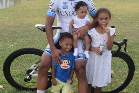 Former national cyclist, Alanzo Greaves posted photos on Instagram of his family and his bike, the loves of his life.
