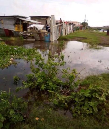 A section of the squatting area that was flooded after rains last week