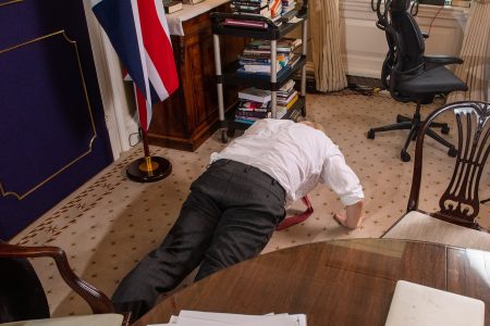In an interview with the Mail on Sunday he declared he was 'as fit as a butcher's dog' before doing press-ups in his office. (Daily Mail photo)