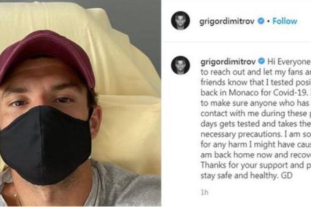 Grigor Dimitrov announced his positive result on Instagram
