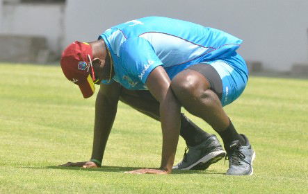 Test captain Jason Holder goes through his paces at Kensington Oval during a recent training session.
